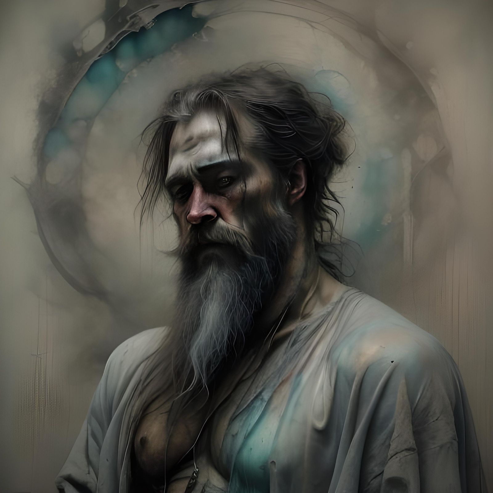 Ethereal Portrait of a Bald Man with Celtic Accents