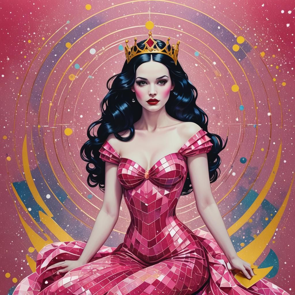 Snow White Space Mermaid in Pop Art Style