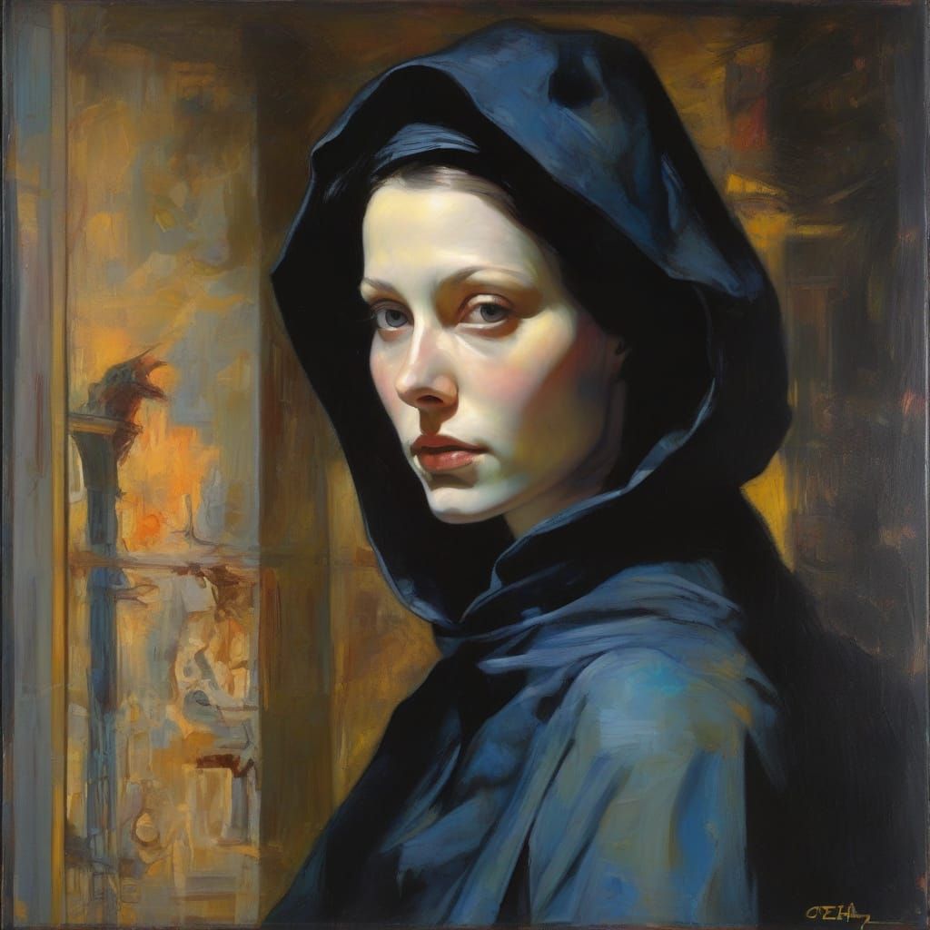 Ethereal Witch in Dramatic Chiaroscuro