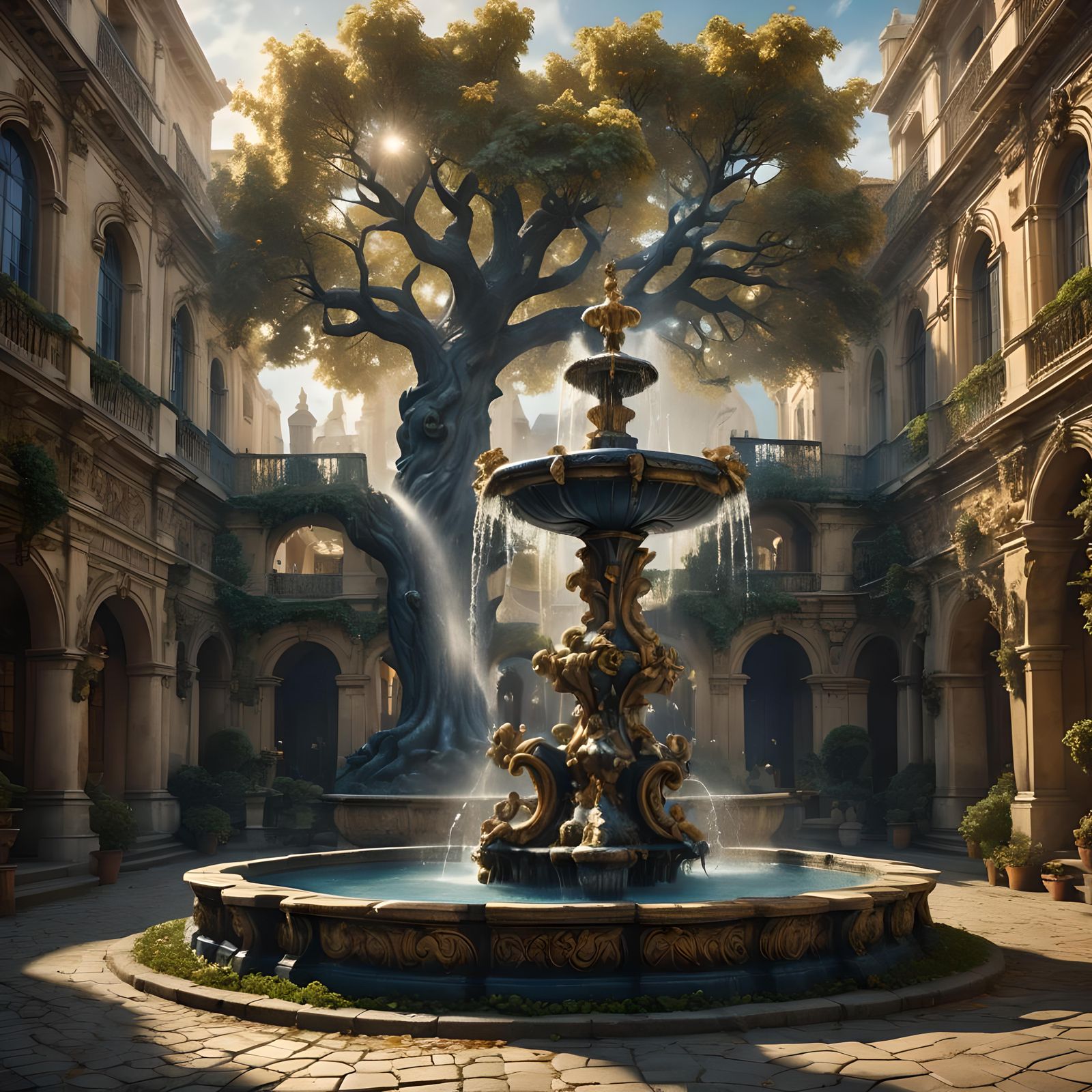 Sycamore Tree Styled as a Water Fountain