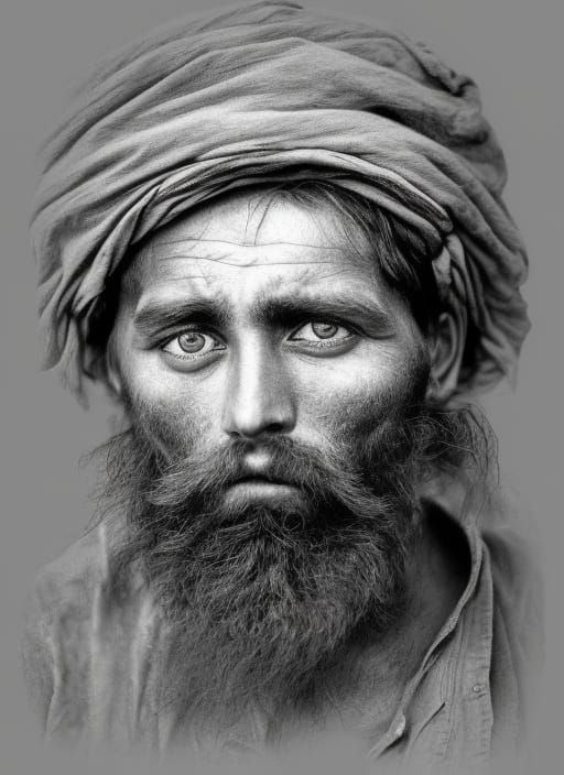 Detailed Pencil Portrait of a Rugged Labourer