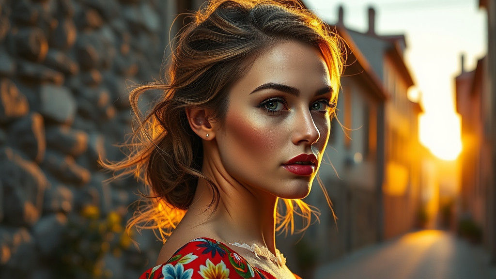 Italian Sunset: Hyperrealistic Portrait of a Woman