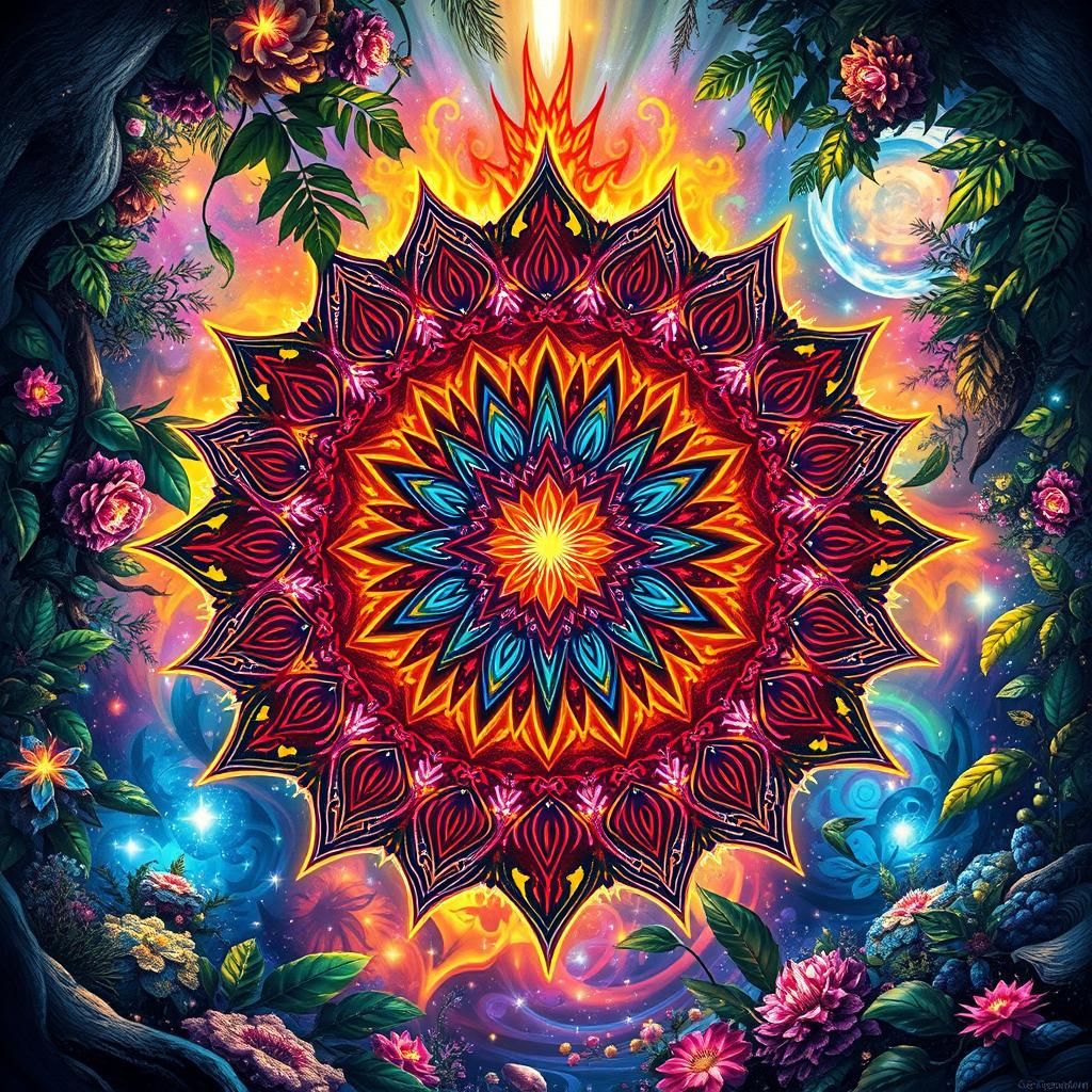 Colorful Graffiti Mandala Art in Polychromatic Splash