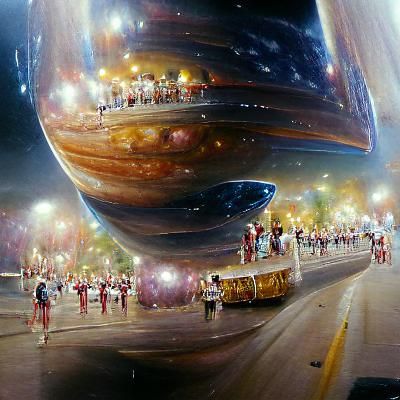 Cosmic Parade as Oil Painting