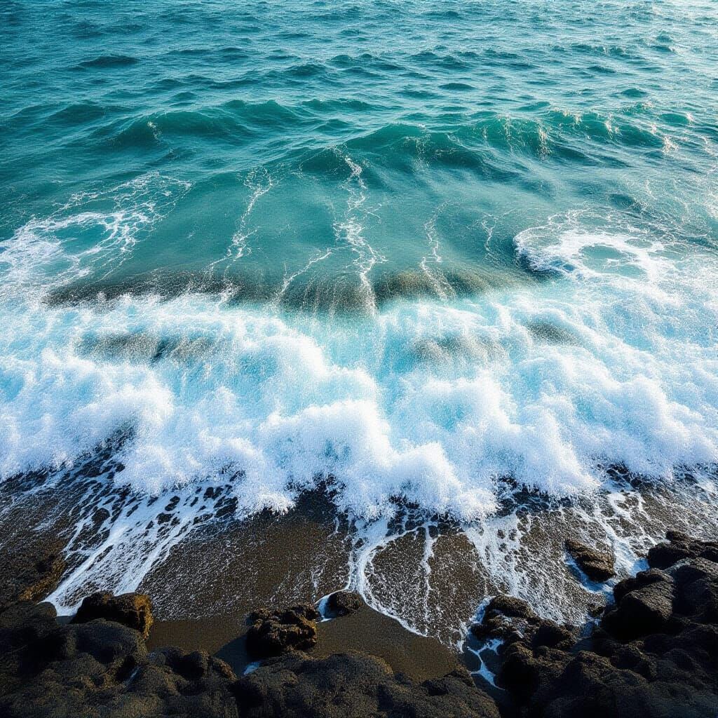 Majestic Ocean Waves Crashing on Shore