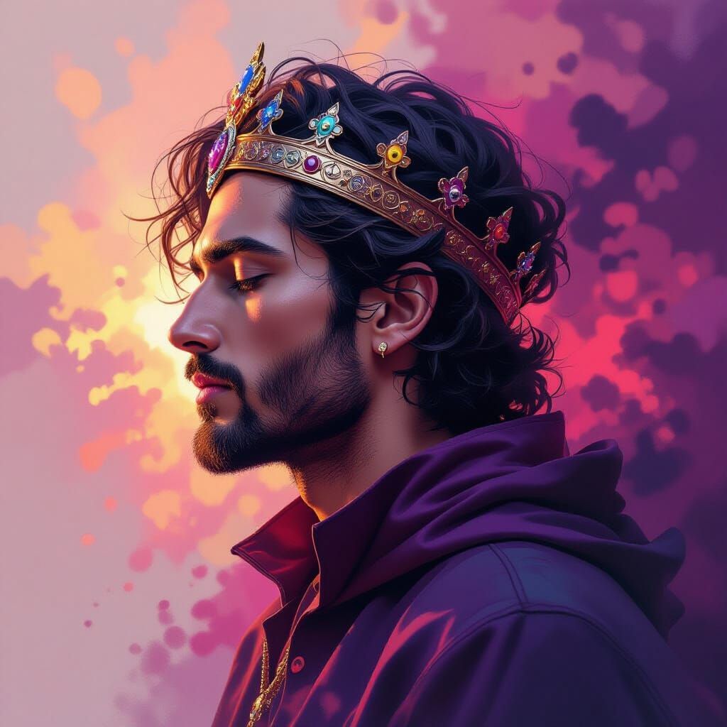 Dramatic Portrait with Colorful Background