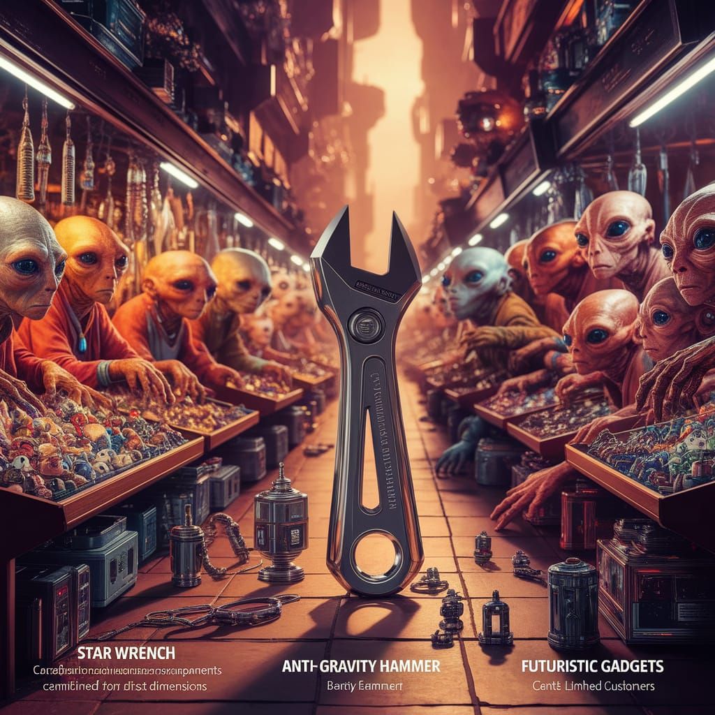 Bustling Alien Marketplace with Futuristic Gadgets