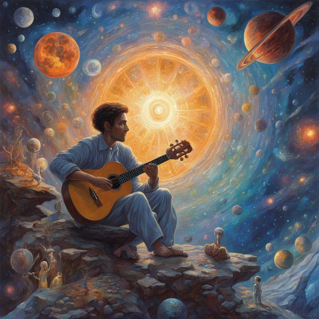 Cosmic Ukulele Concert in Neo-Impressionist Style