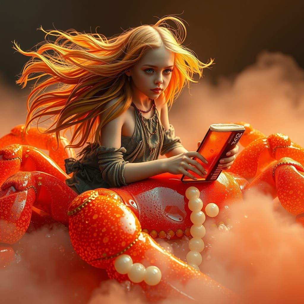 Bohemian Woman on Gummy Crab in Soda Sea