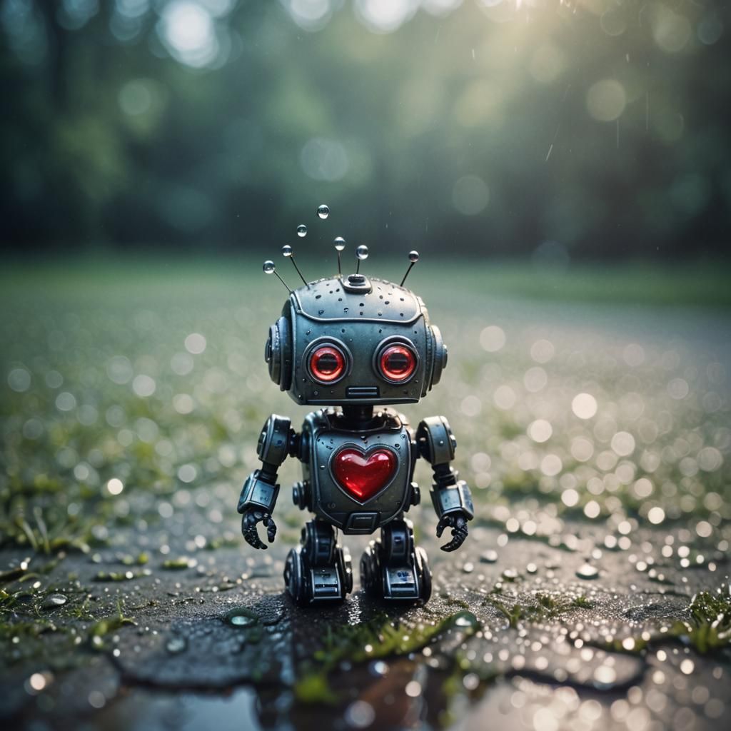 Macro Photograph of an Adorable Tiny Robot