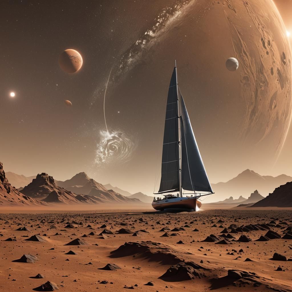 Solar Wind Sailboat Sails Past Mars