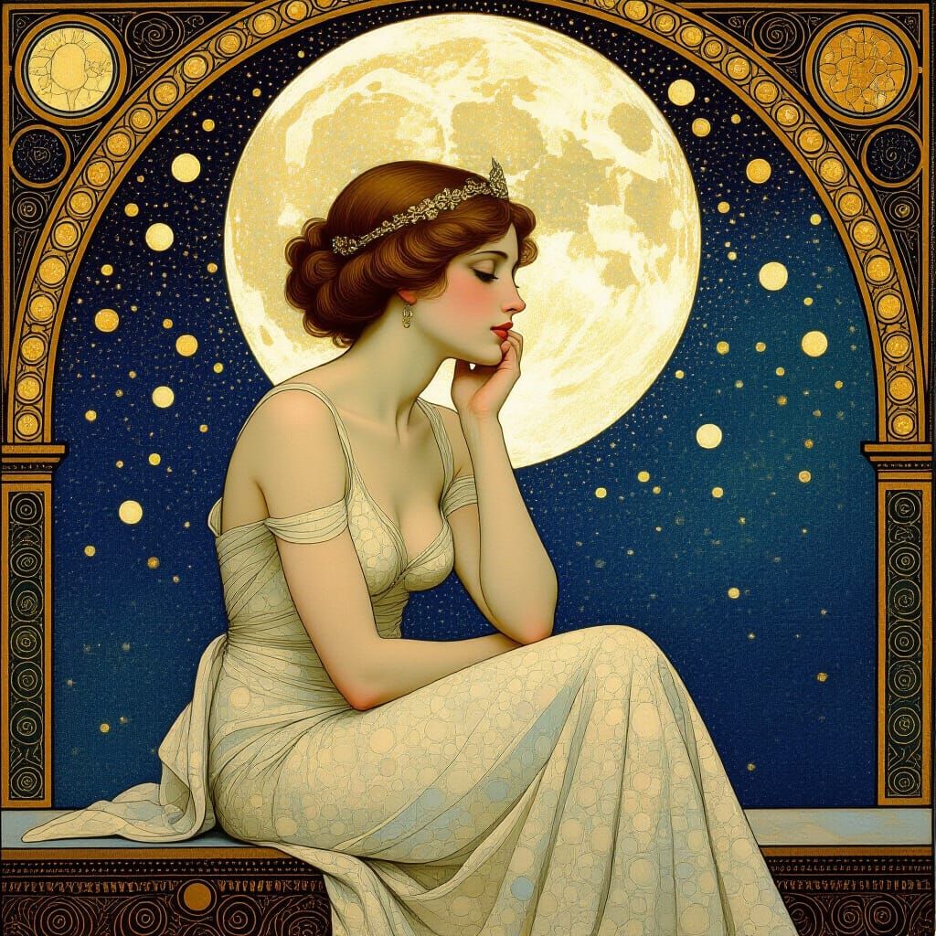 Allegorical Pointillist Oil Painting in Felicien Rops Style