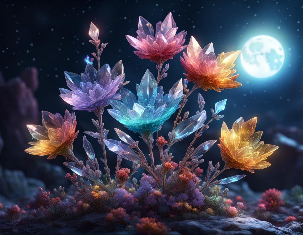 Rainbow Constellation of Crystal Flowers