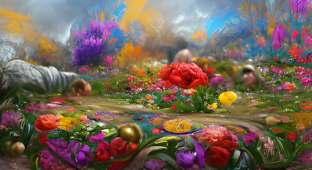 Infinite Flower Garden: Psychedelic Digital Illustration