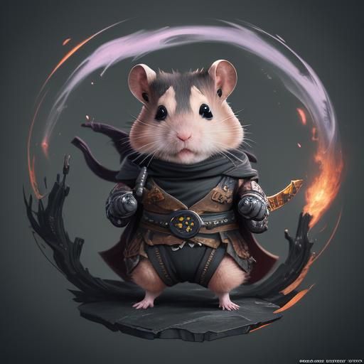Cute Ninja Hamster in Detailed Matte Painting