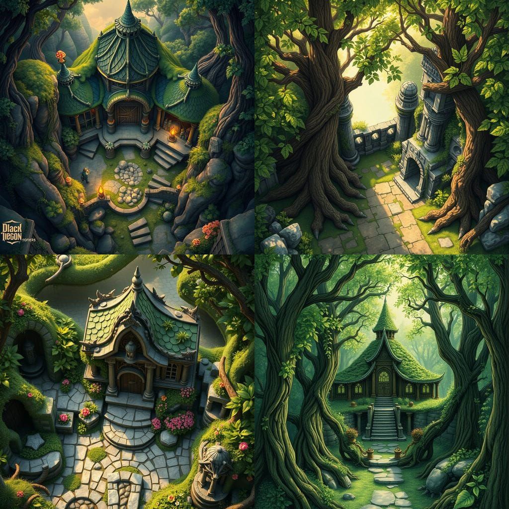 Elven Chateau in a Mystical Forest Temple