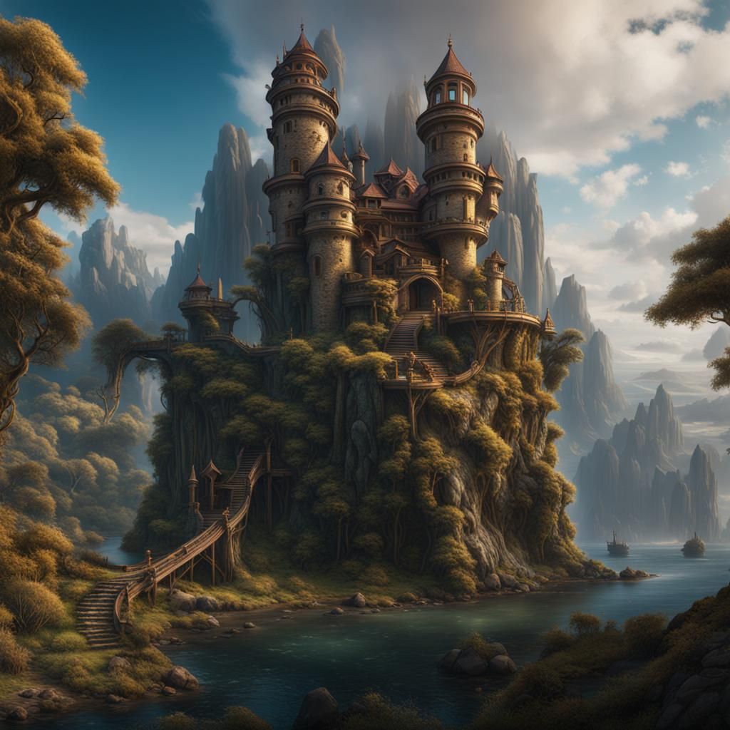 Fantastical O'Neill Cylinder in Detailed Matte Painting