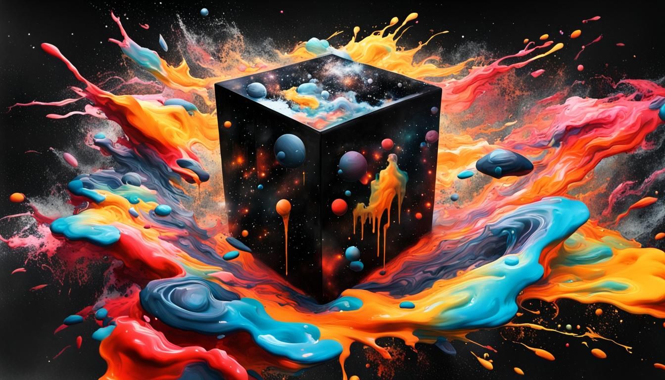 God Inside Black Cube in Space: Graffiti Art