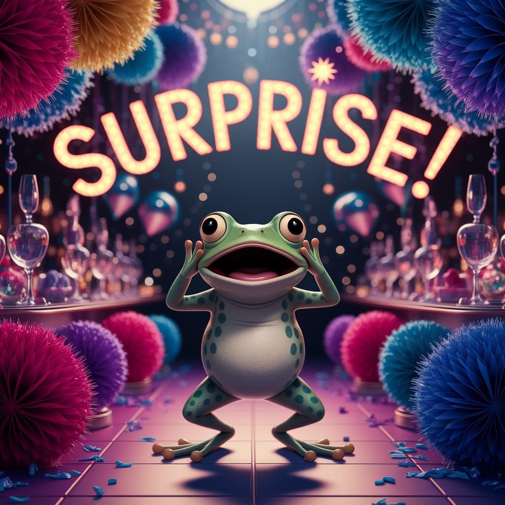 Frog's Shock at Surprise Party, Fantasy Concept Art