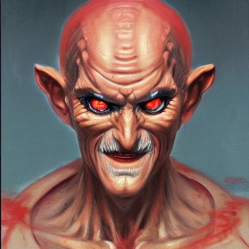 Chairman Netero as a Demon, Oil Painting