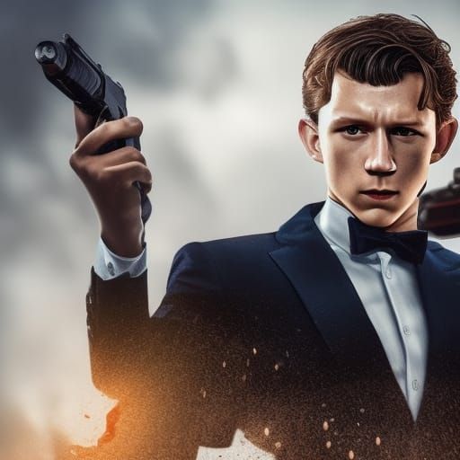 Hyperrealistic James Bond Portrait with Colorful Accents