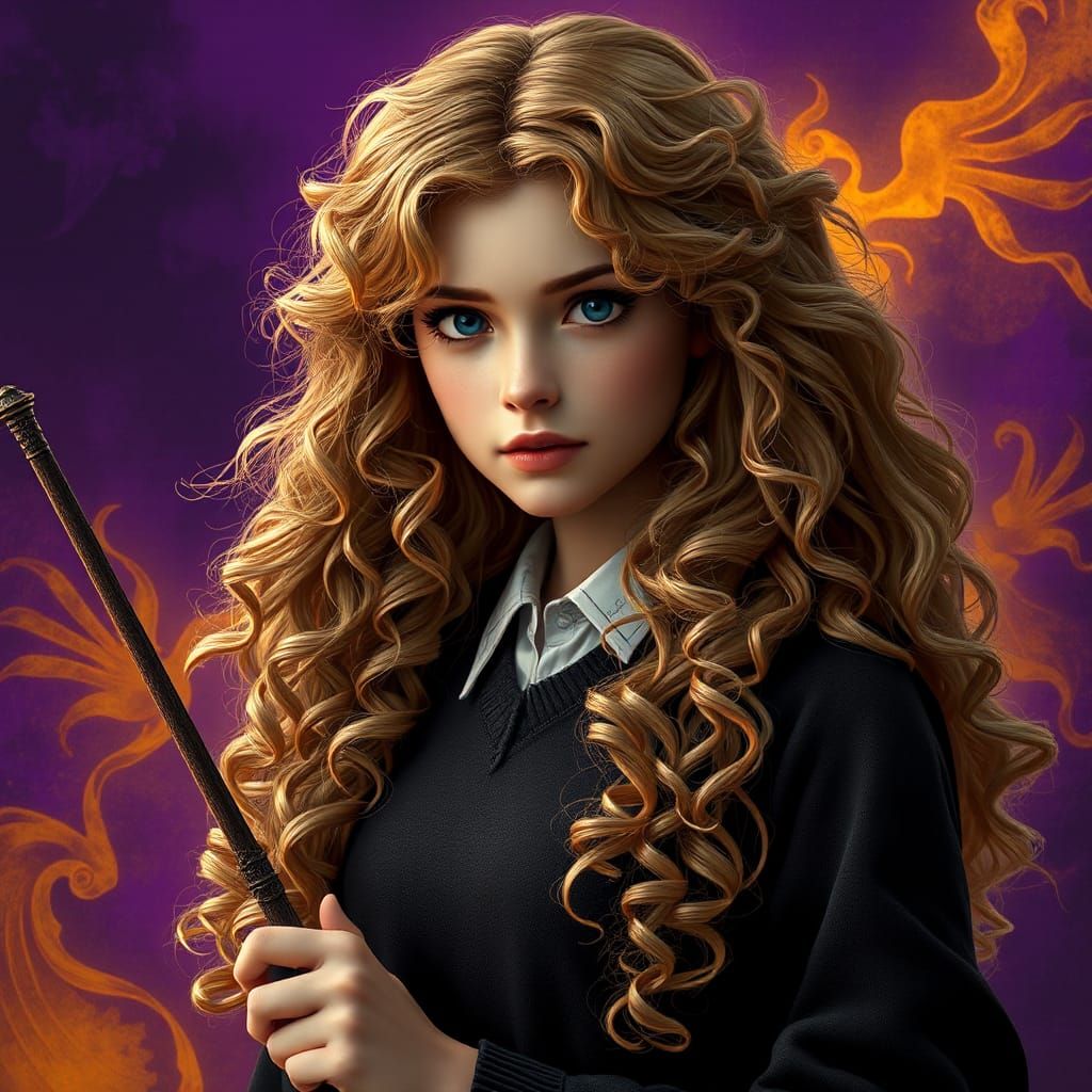 Blonde Witch with Wand in Dark Fantasy Style