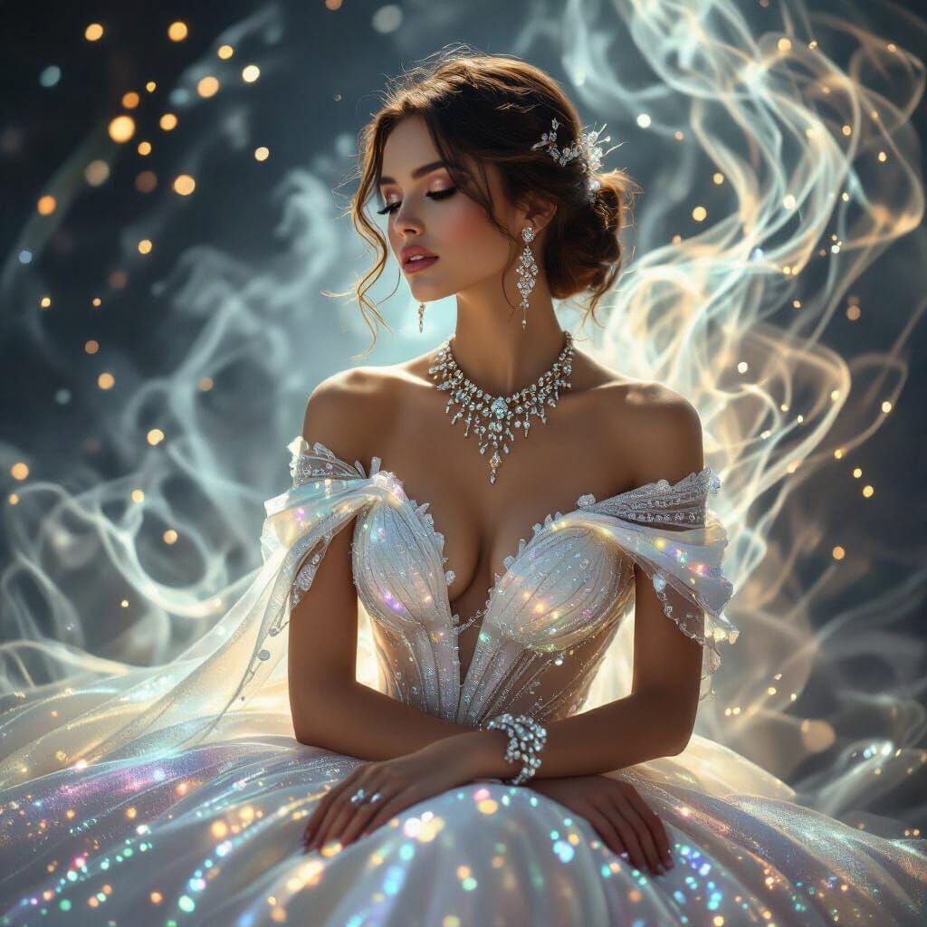 Luminous Woman in Gown of Light