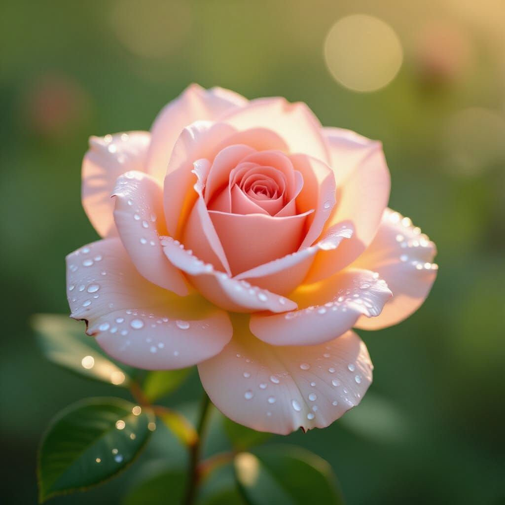 Delicate Rose at Dawn in Painterly Style