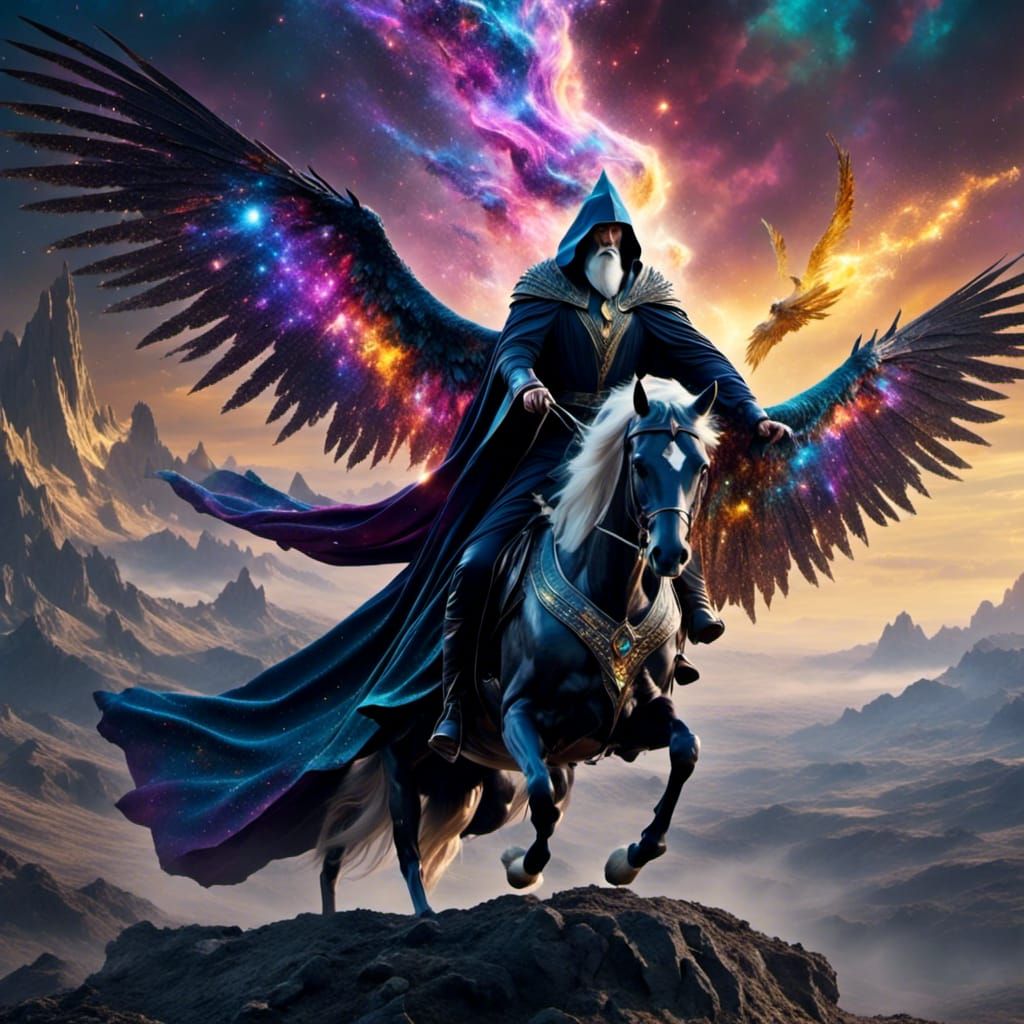 Epic Wizard Casting Wild Magic in Digital Painting