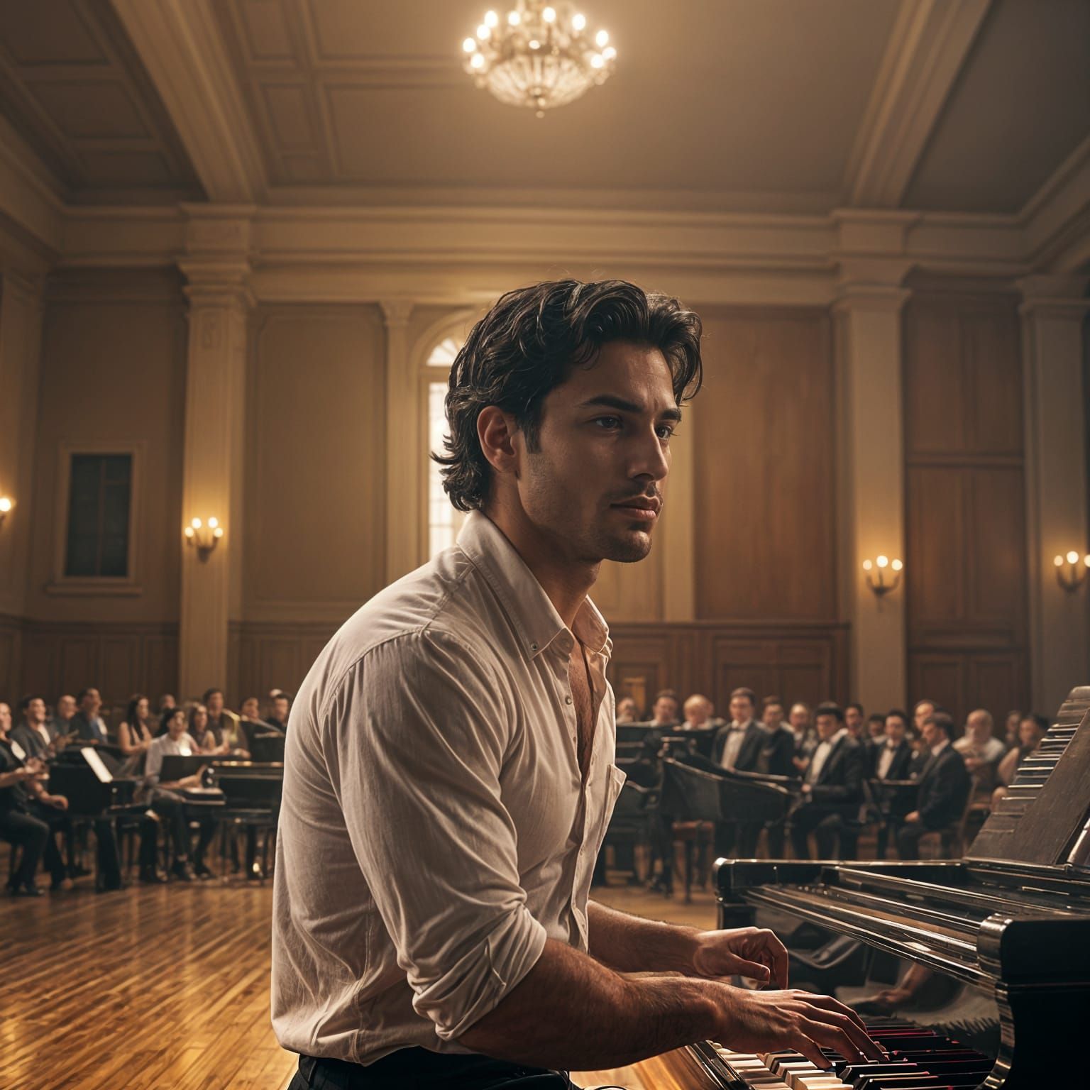 Latino Man Plays Piano for His Lover