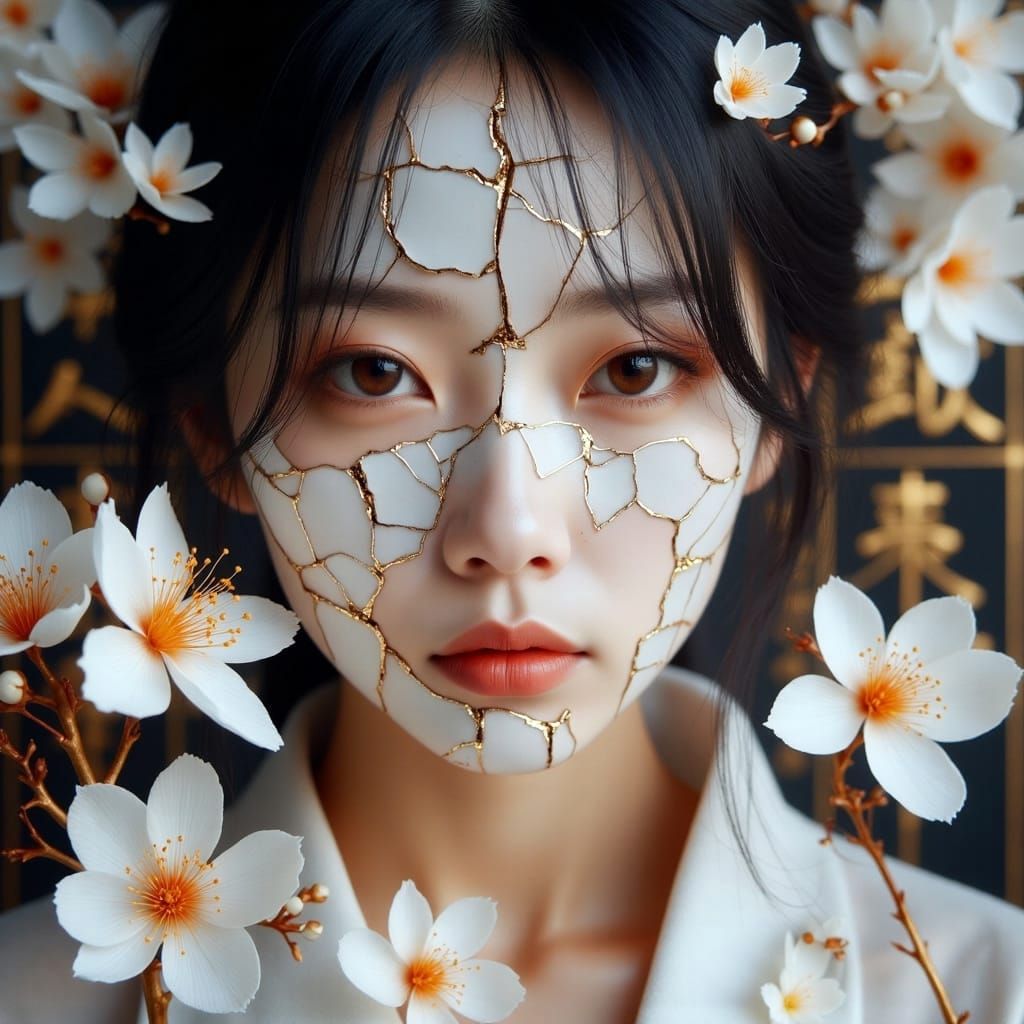 A Kintsugi Masterpiece: A Broken yet Beautiful Japanese Woma...