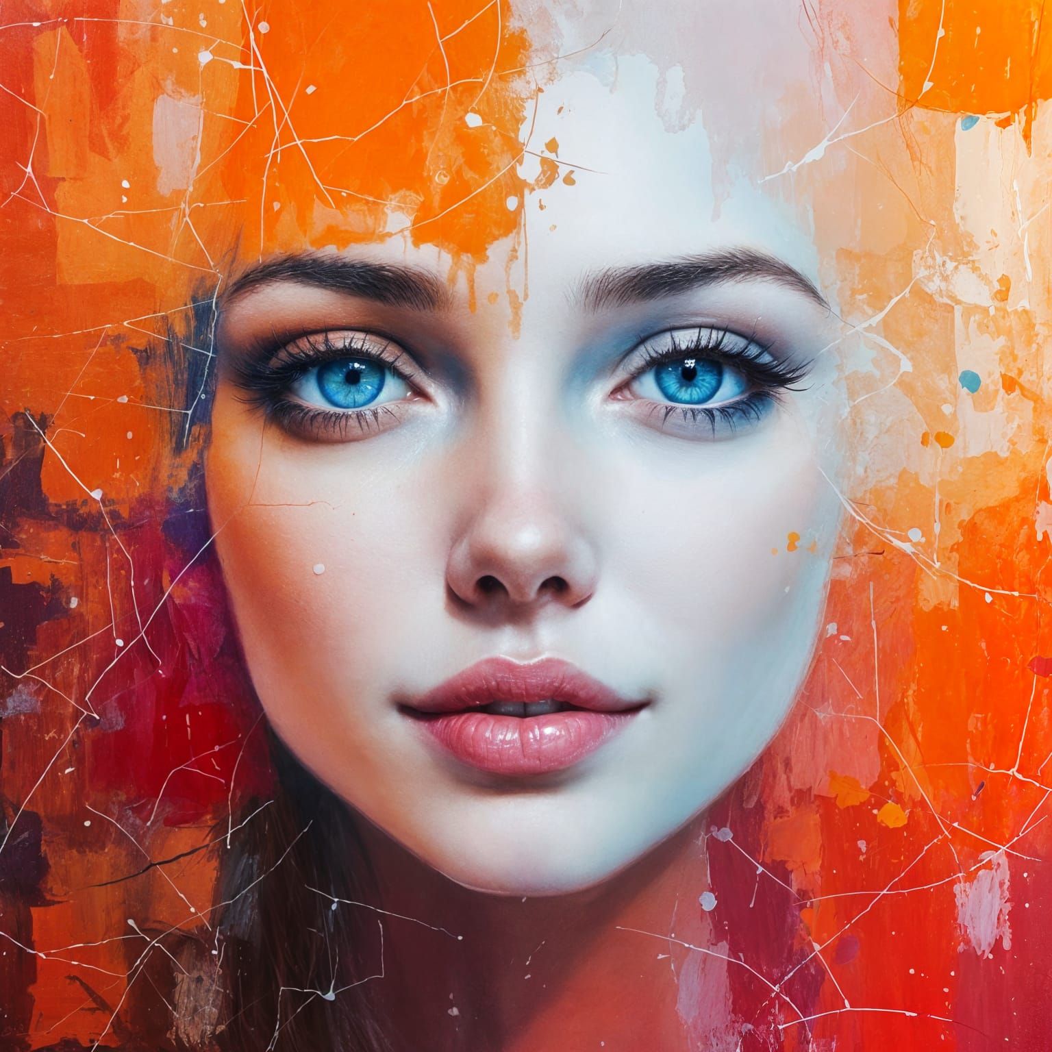 Surreal Angelic Portrait in Vibrant Colors and Textures