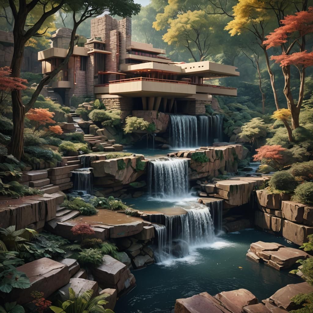 Fallingwater: Detailed Matte Painting in Deep Color