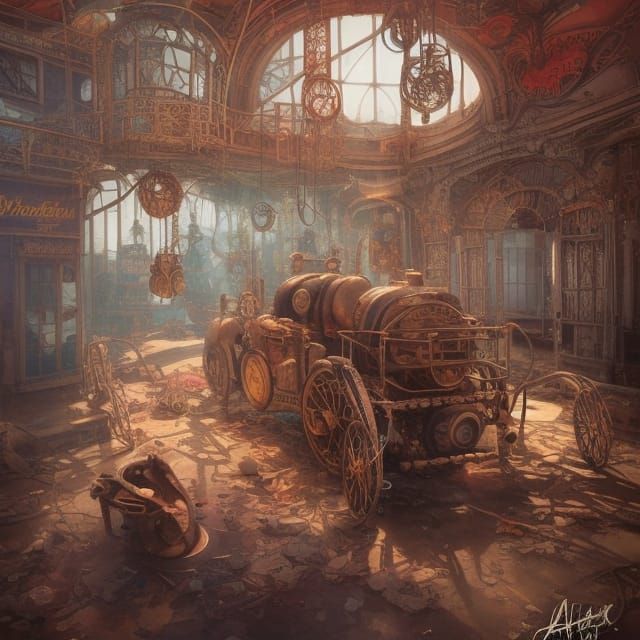 Steampunk Fairground Portrait in Digital Art Style