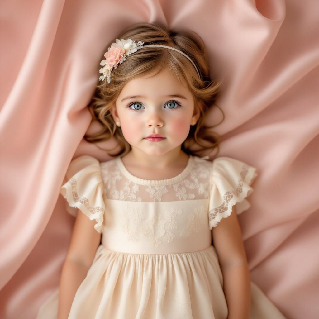 Toddler Girl in Silk and Lace: Dreamy Pastel Portrait