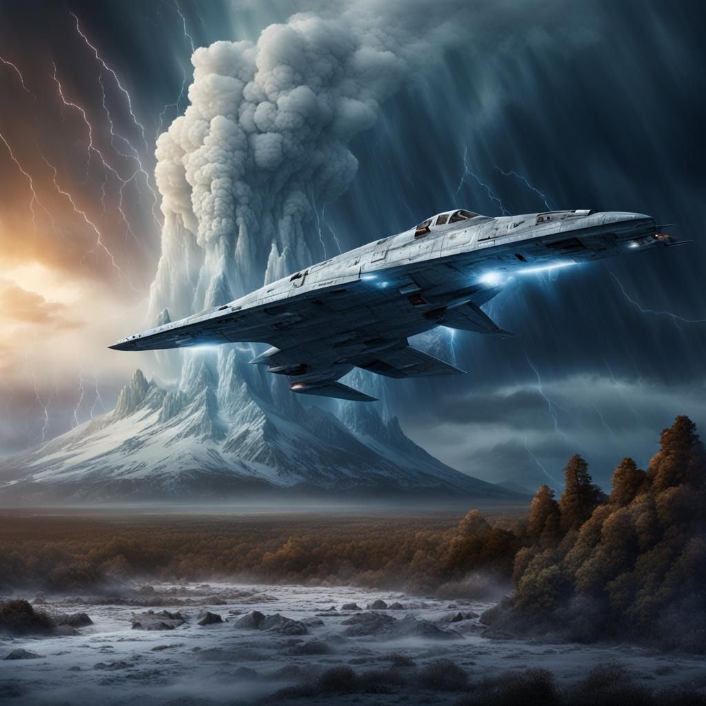 Volcano Divided: Storm and Ice in Digital Painting
