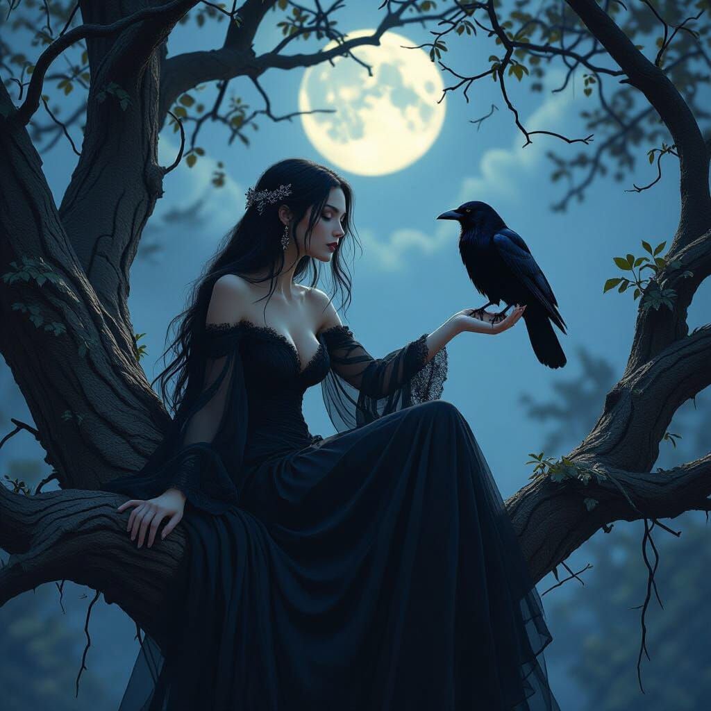 Midnight Crow: Fantasy Art Inspired by Unreal Engine 5