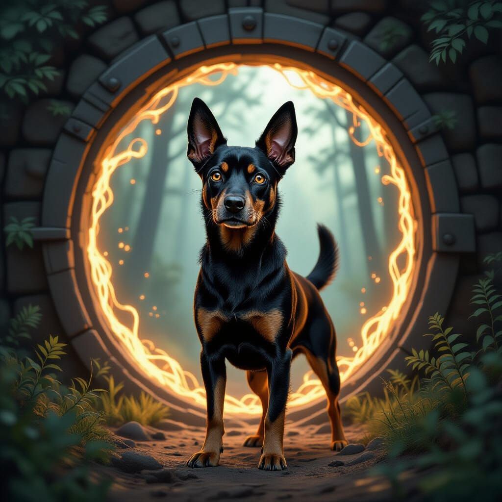 German Pinscher Guardian of the Dimensional Portal
