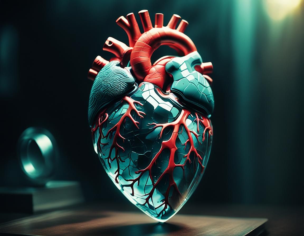 Abstract Glass Heart Cinematic Still