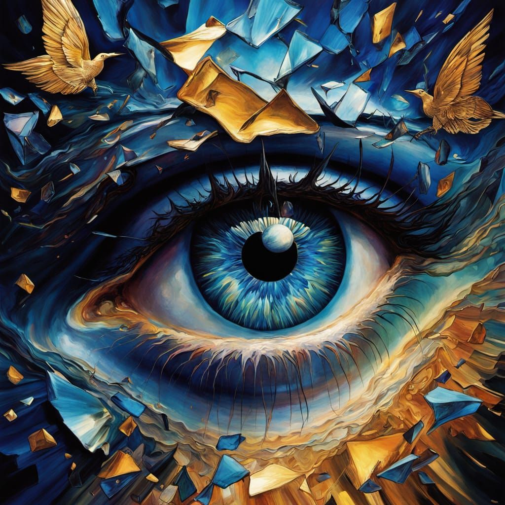 Surreal Goddess Emerges from Shattered Glass Ceiling in Vibr...