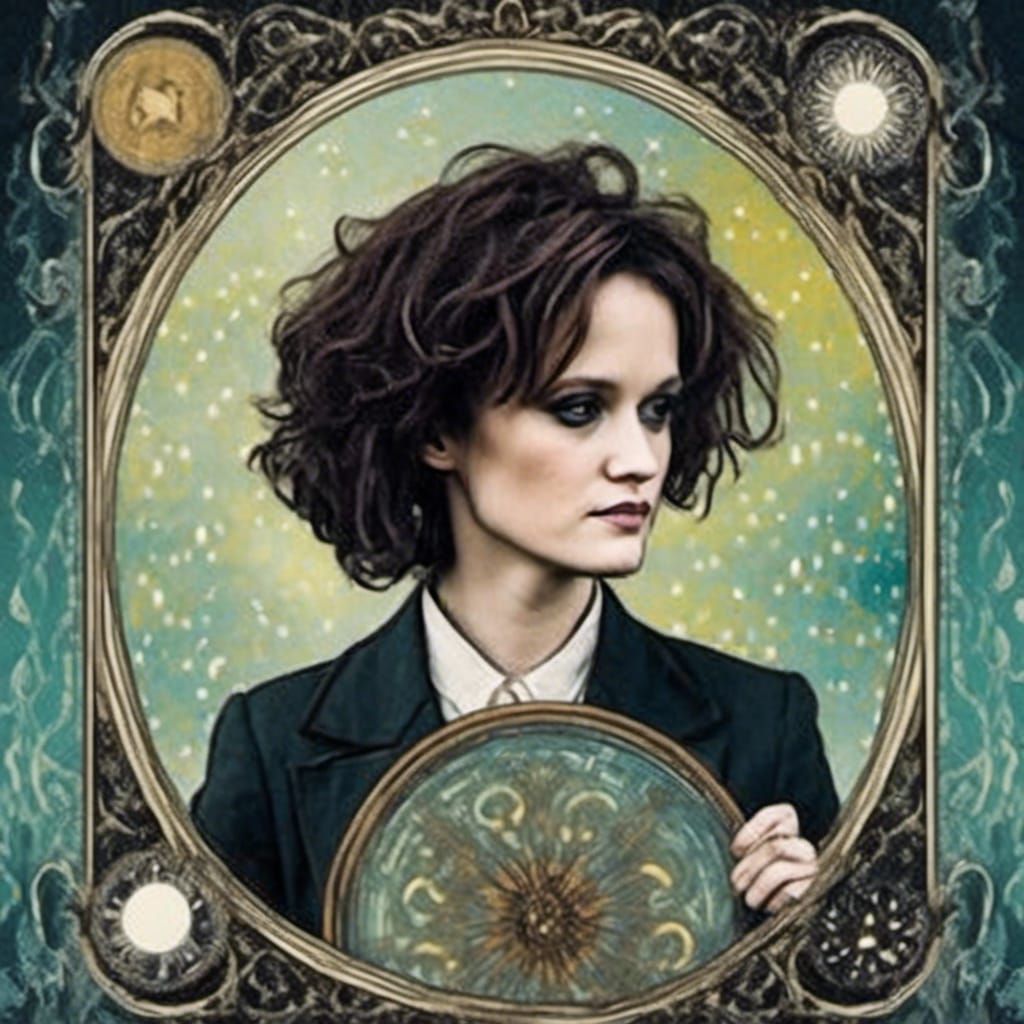 Psychedelic Tarot Card of Time-Traveling Ghost Hunter