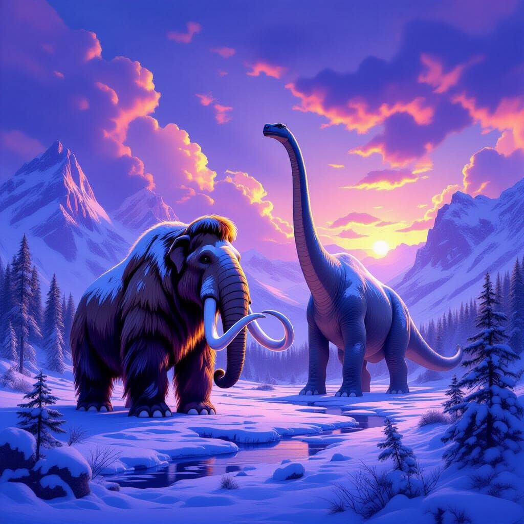 Majestic Mammoth and a towering Brachiosaurus