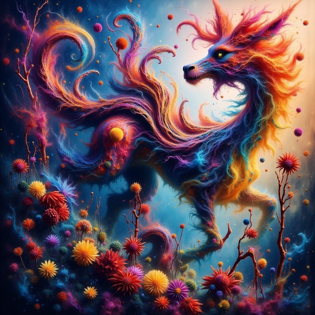 Wild Horse in Ethereal Fantasy Landscape