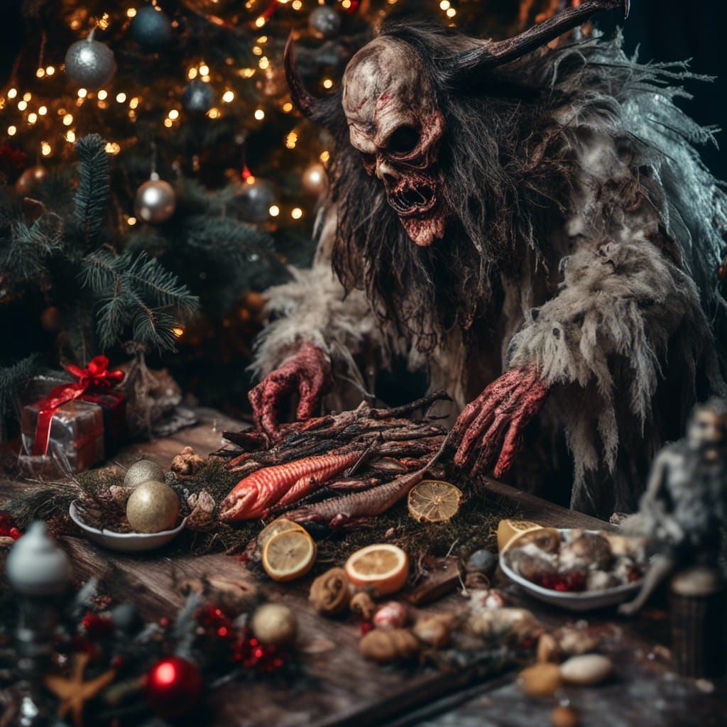 Zombie Krampus Delivers Rotten Fish Presents