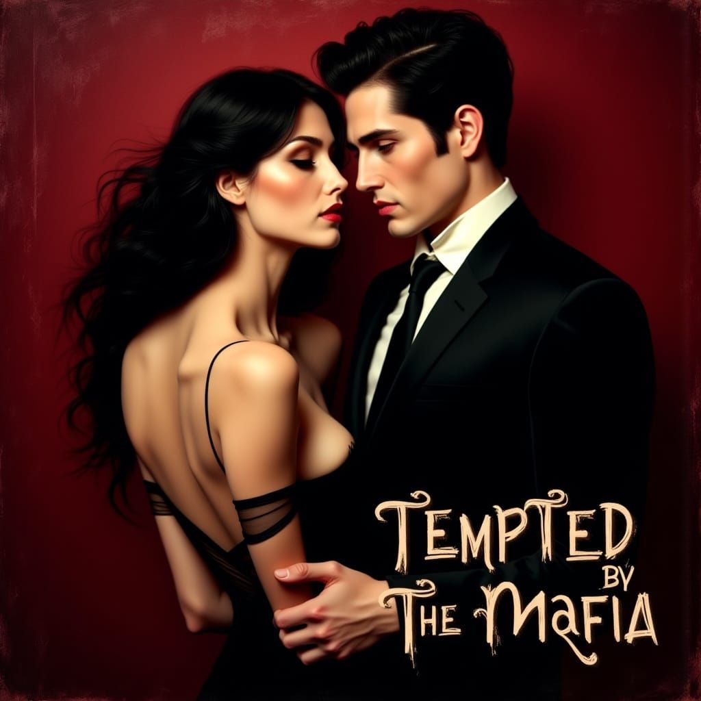 Stylish Couple in Intimate Pose as Painted Art