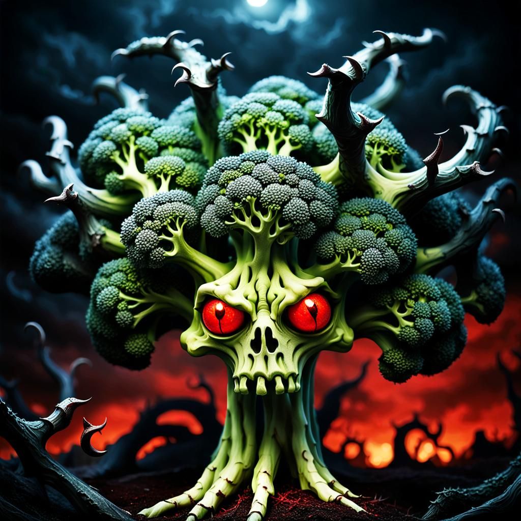 Surreal Devil Broccoli with Gothic Colors