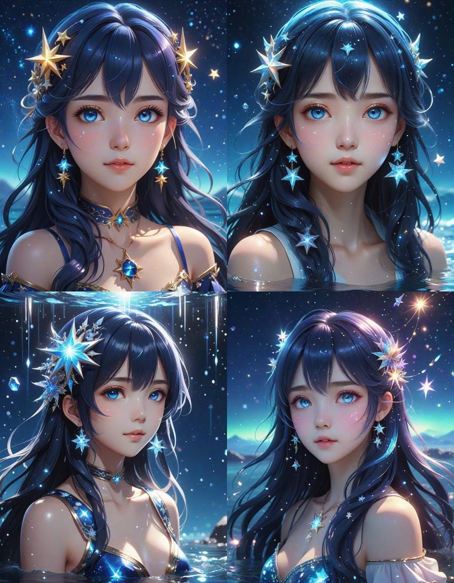 Goddess of the Celestial Ocean in Anime Style