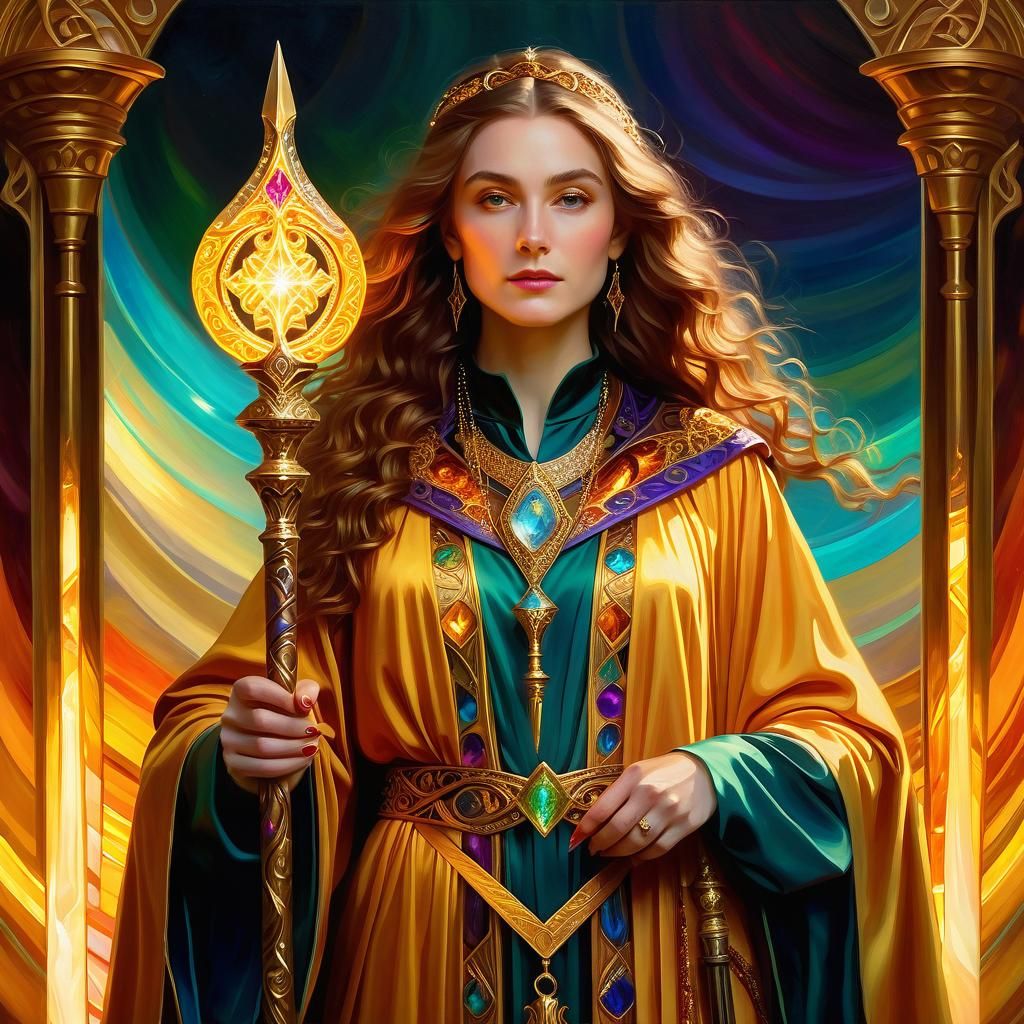 Ethereal Portrait of a Regal Female Wizard