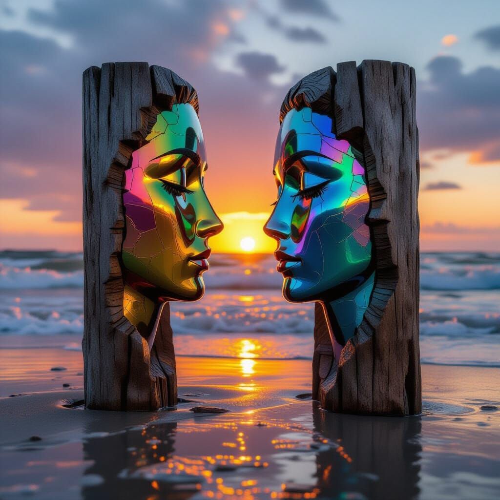 Iridescent Coastal Sculpture Inspired by Stalenhag