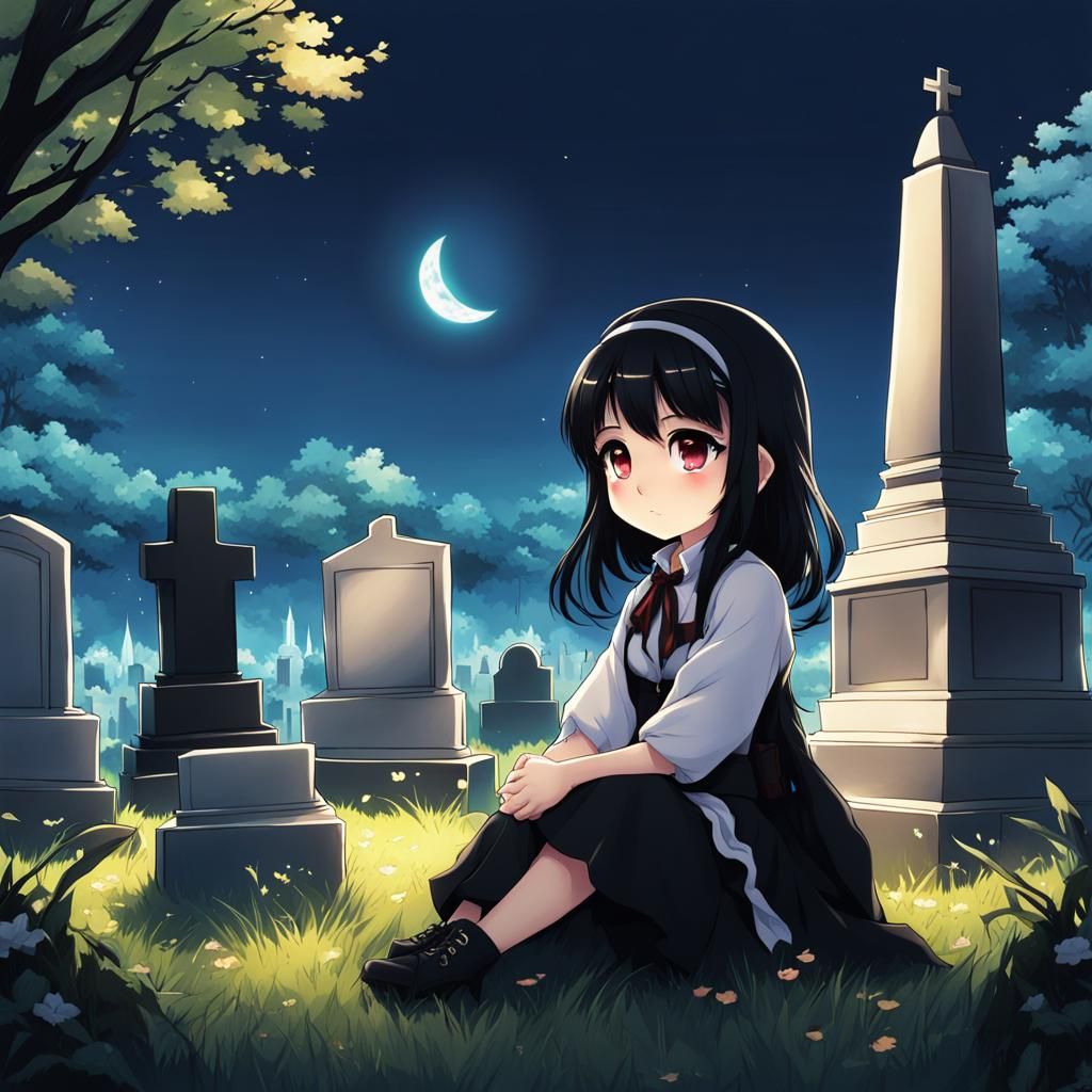 Chibi Girl in Cemetery, Anime Key Visual
